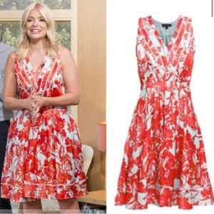 Banana Republic Orange/Red and Mint Lace Dress